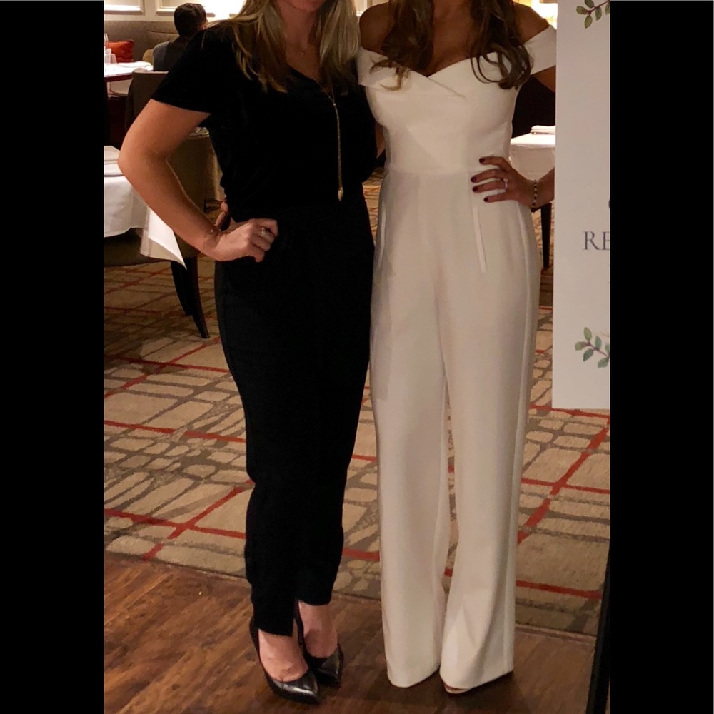 Black Halo Off Shoulder Yoli Jumpsuit Porcelain